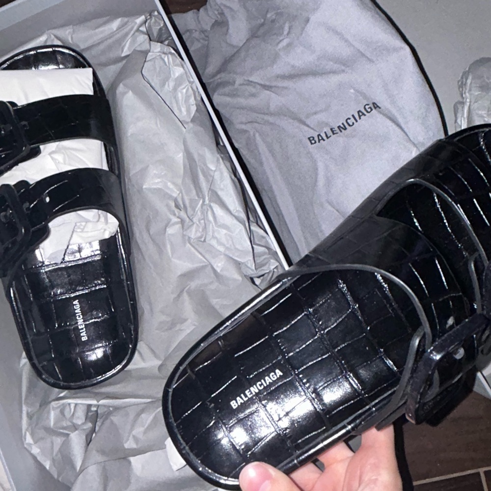 balenciaga mallorca croc sandal slide
